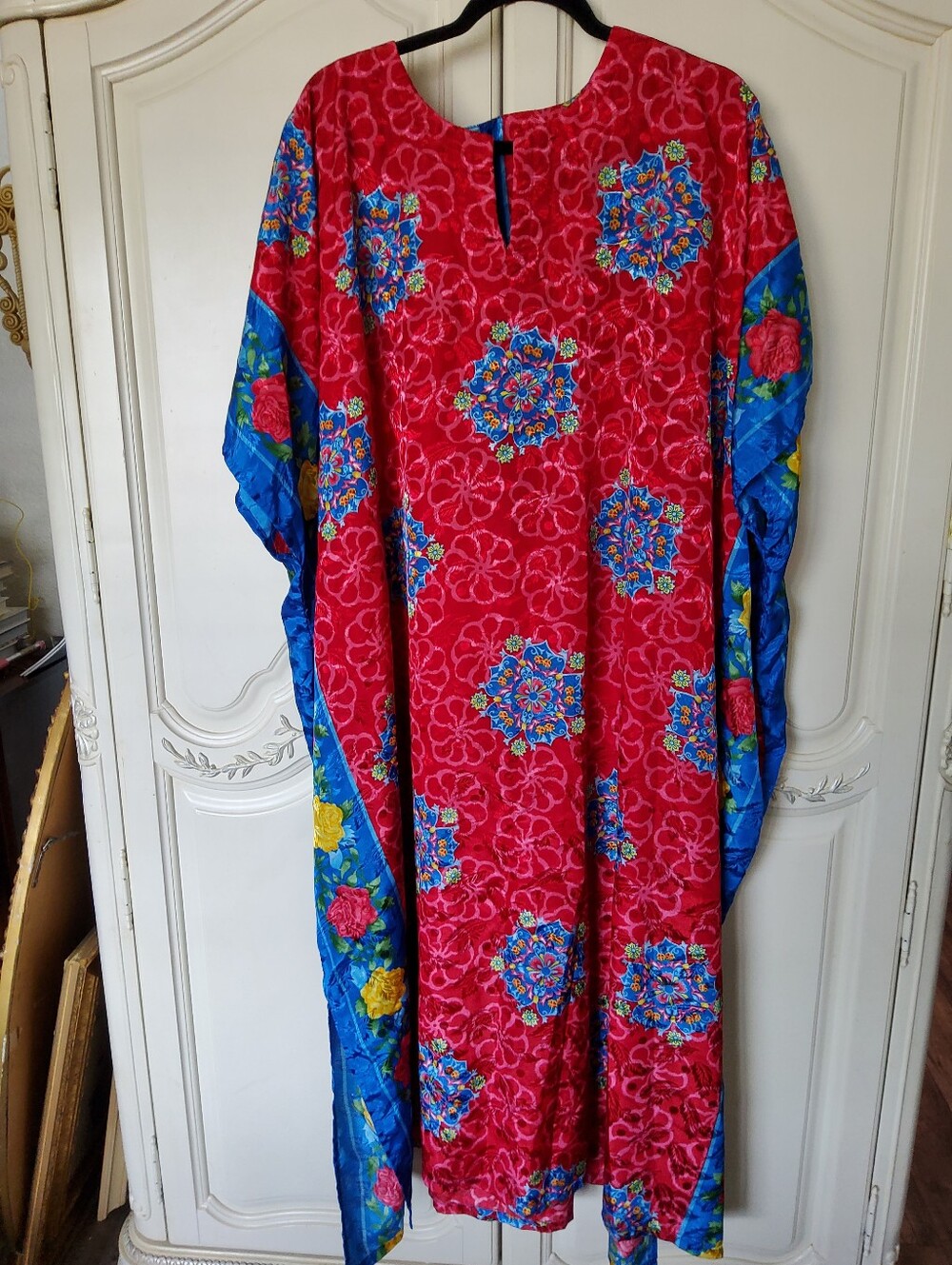 Vintage 90s Psychedelic Kaleidescope Satin Kaftan